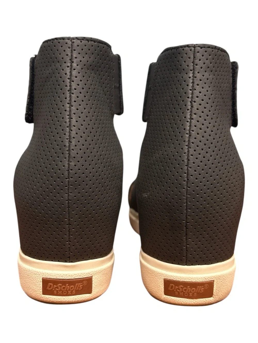 Dr Scholls Womens Sheena Platform Wedge Sandals Size 9 Faux Leather Black Smooth